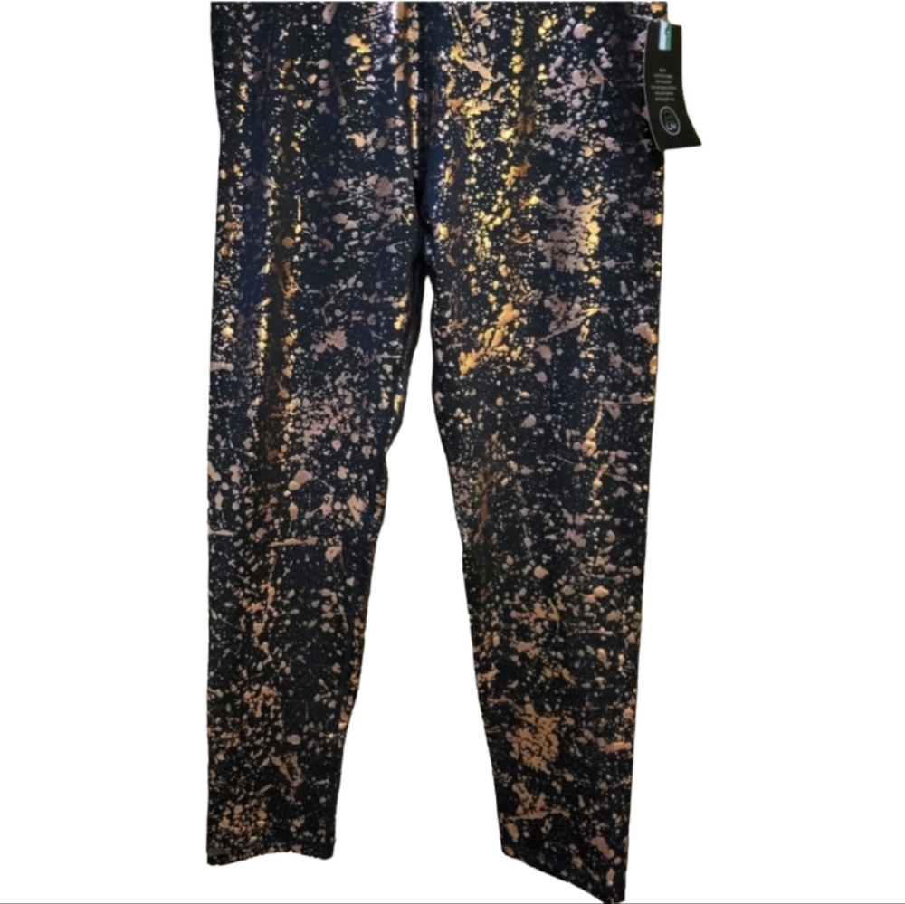 1 2 LIV Women's Leggings Gold & Black Speckled